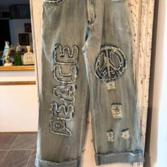 BLUE VELVET PEACE CUFFED WIDE LEG JEAN - Picture 7 of 7